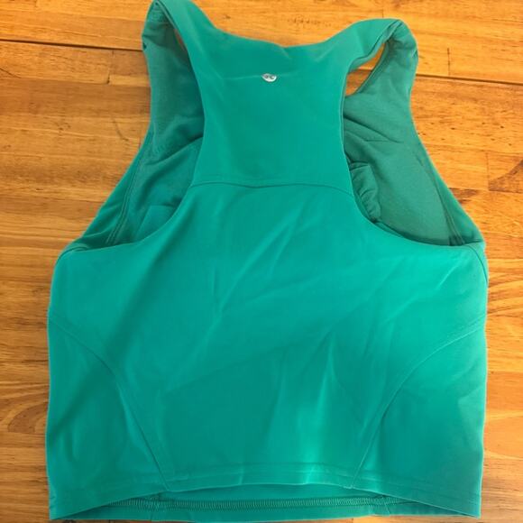 Lululemon Wunder Train Racerback Tank Top High Neck Crop Kelly Green Size 4 - Picture 4 of 6
